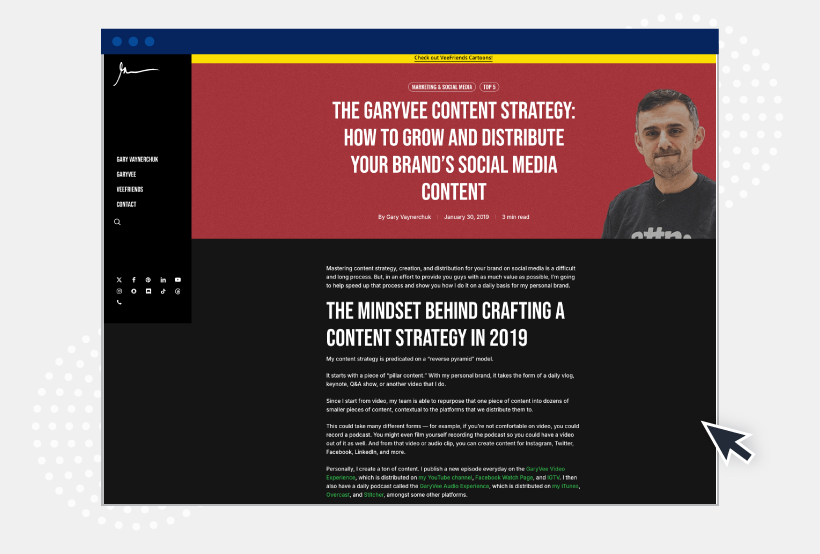 2. Pillar video content example by GaryVee